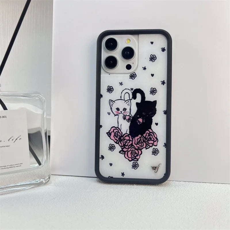 Wildflower cartoon cute phone case For iPhone Animal Kitten Bear Creative 13 Pro 14 Pro 15 Promax WF Pigeon Lamb Swan phone case Wildflower cartoon cute phone case For iPhone Animal Kitten Bear Creative 13 Pro 14 Pro 15 Promax WF Pigeon Lamb Swan phone case